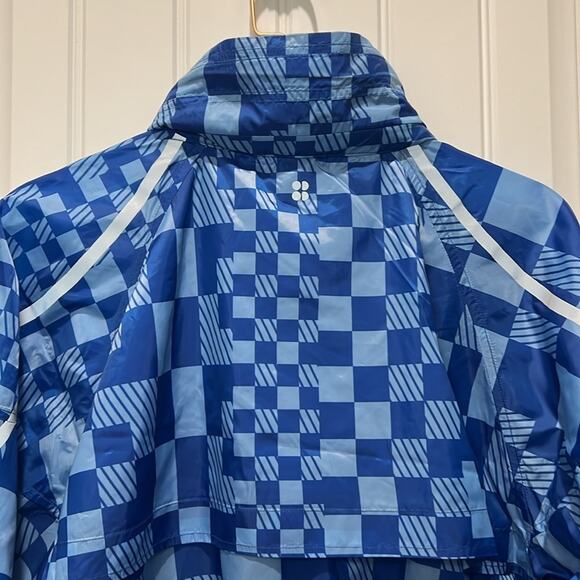 NWT $168 Sweaty Betty Pack Away Jacket Blue S M Hiking Camping Raincoats - Picture 11 of 16